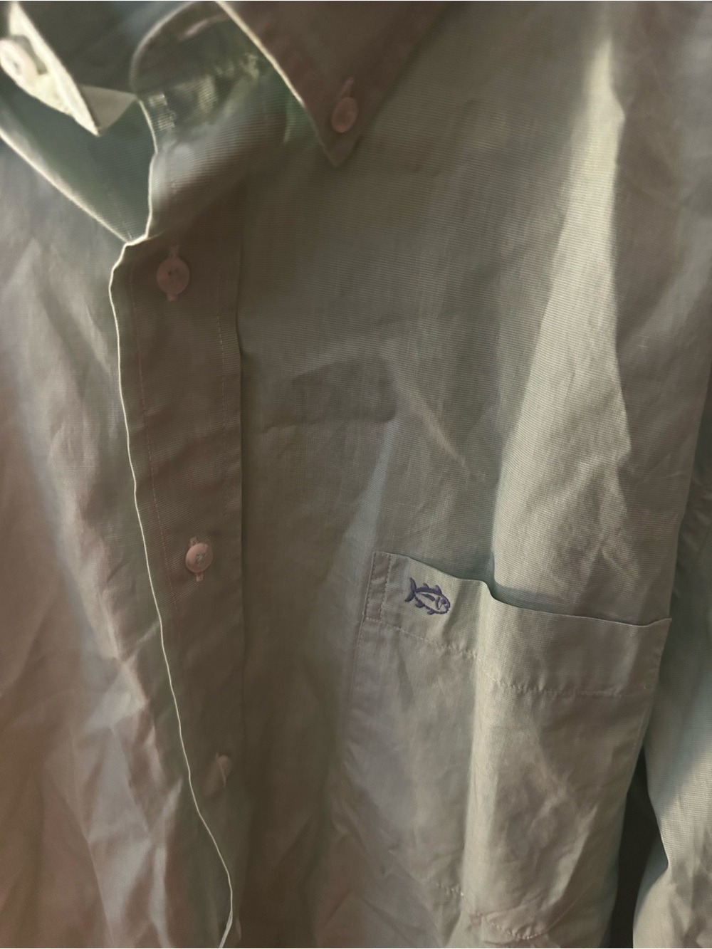 Southern Tide Mint Green 100% Cotton Button Down Skipjack Sport Pocket Shirt - Picture 3 of 6